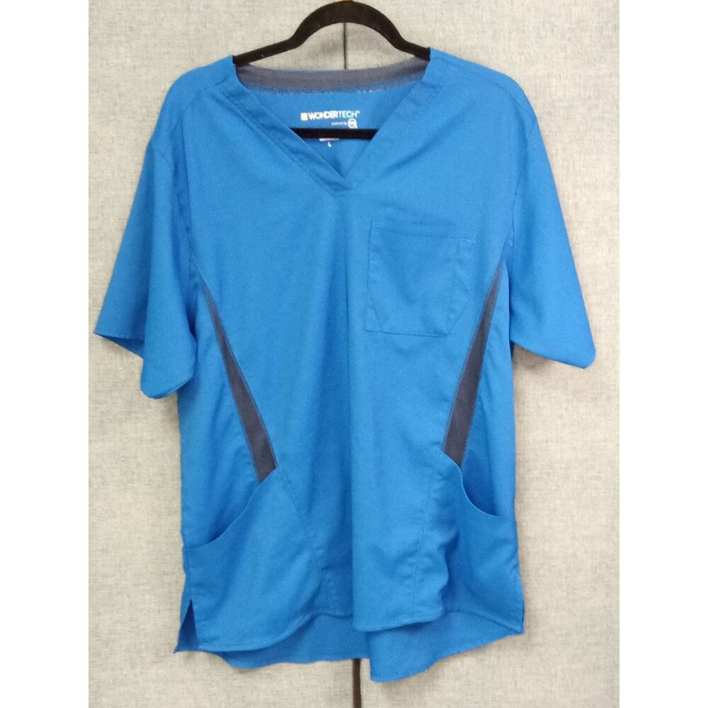 WonderWink Men's Wonder Tech Blue Clinical Scrubs Top Size Large